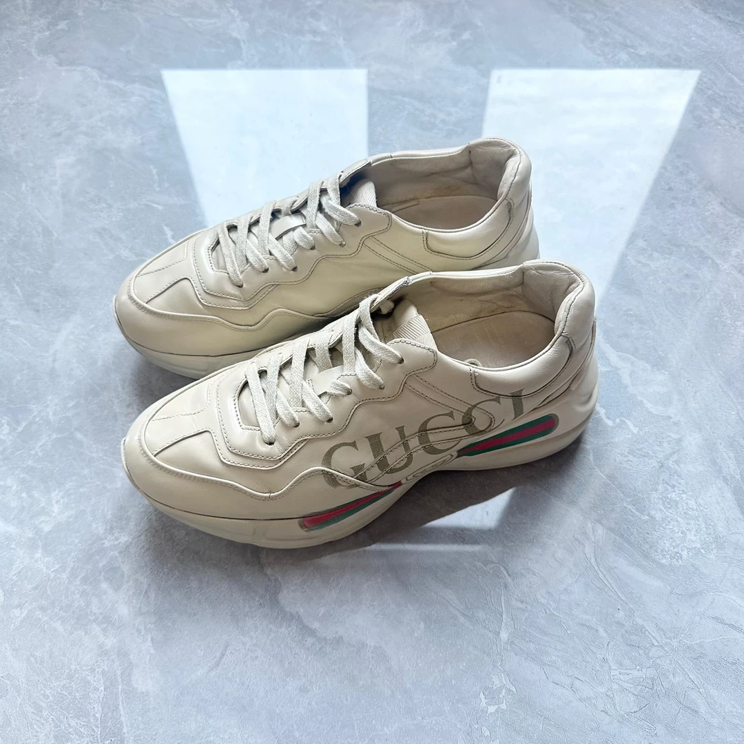 95新 GUCCI/古驰 39码/腰带印花经典款大logo流行时尚老爹鞋/无盒