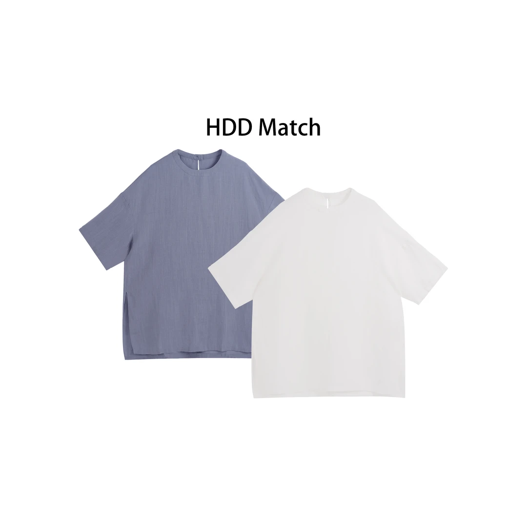 HDD "宽松方式"  天丝亚麻 夏季女款宽松设计小众T恤上衣  Y8351