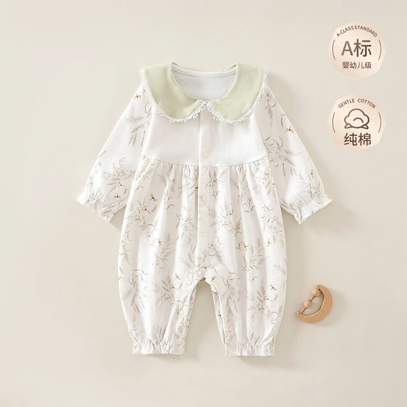 女宝宝秋装外出服婴儿连体衣纯棉秋衣婴幼儿爬服初早秋公主服哈衣