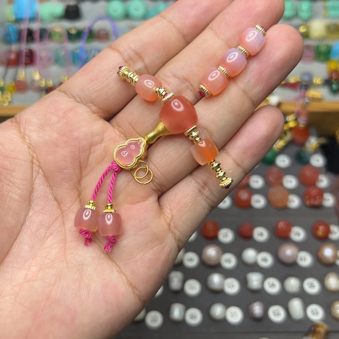 玛瑙/玉髓未镶嵌珠宝半成品粉糯直切套装8MM