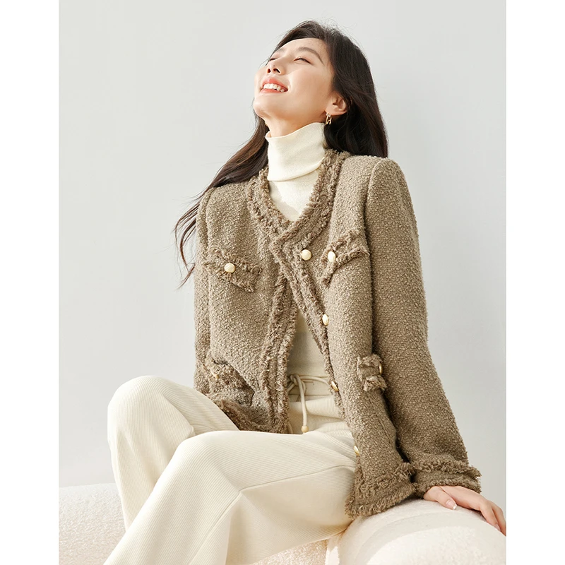 *梵希蔓法式优雅圆领小香风外套单排扣上衣M6035