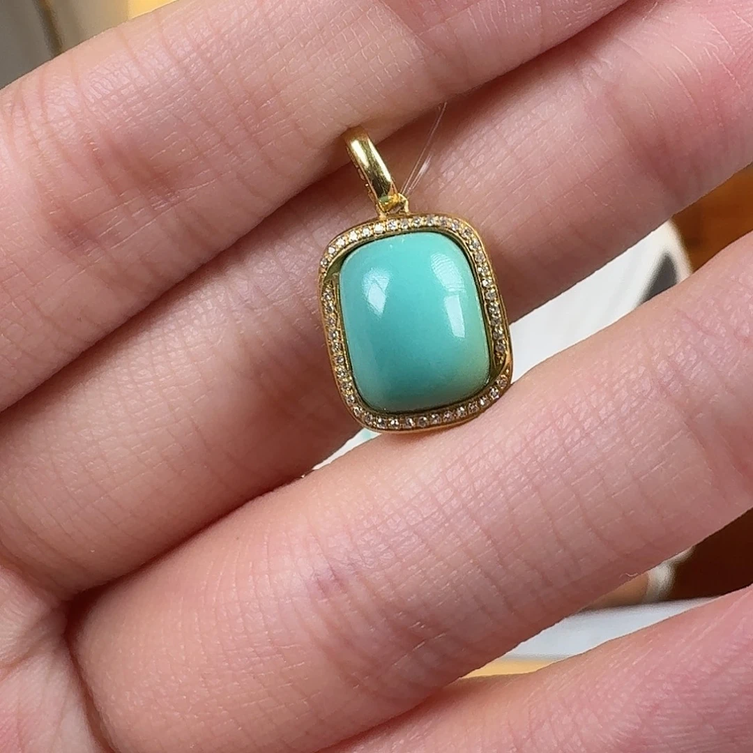 绿松石18K金镶嵌珠宝奇石