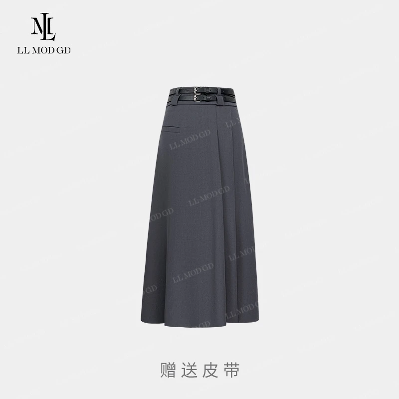 织春意 手工捏褶半身裙女春夏季高腰显瘦百搭中长款裙子YL-260145