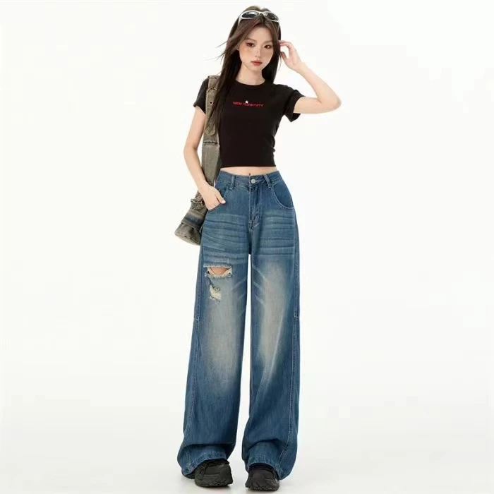 （女）（毛豆） 2025新款高腰牛仔裤辣妹