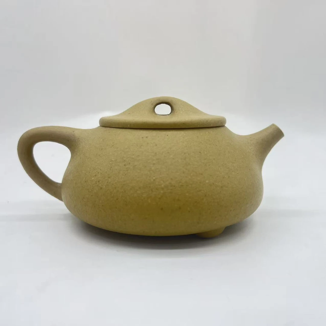 宜兴紫砂梨皮绿景舟石瓢160cc纯手工精美石瓢壶