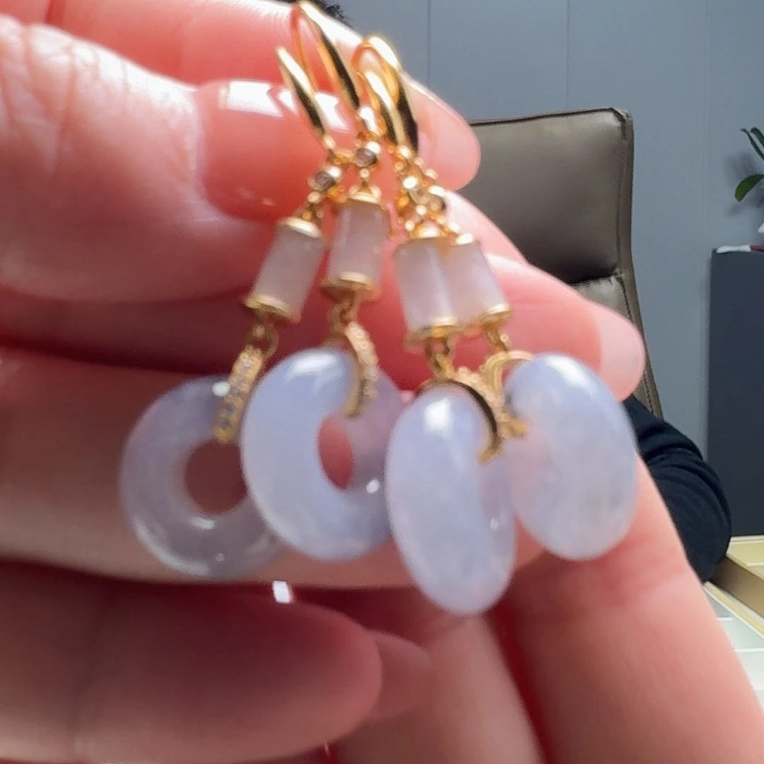 翡翠耳饰银S925镶嵌多样性发货其一