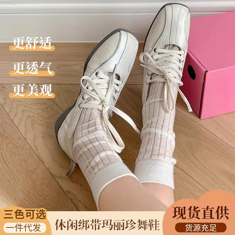 小众款小白鞋芭蕾舞鞋女2025春秋季新款休闲绑带玛丽珍平底单鞋女