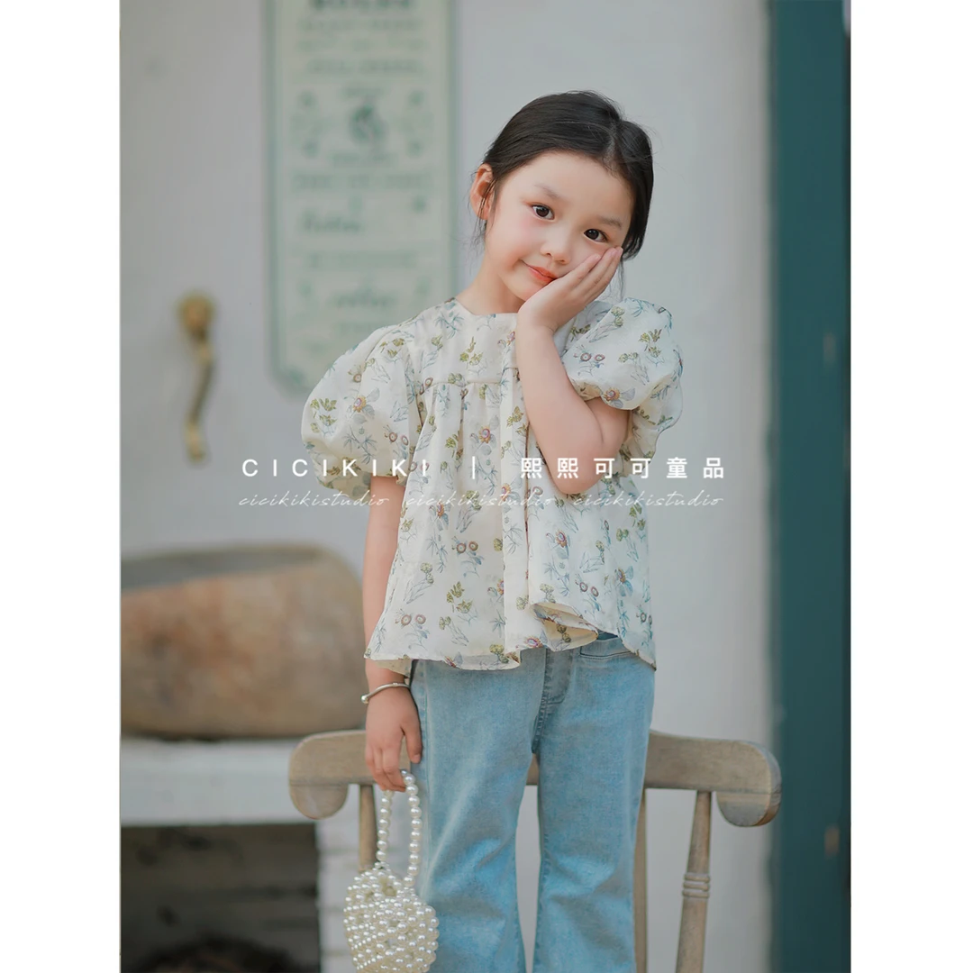 现货【艾拉】女童夏季新百搭洋气碎花短袖上衣熙熙可可SY2316
