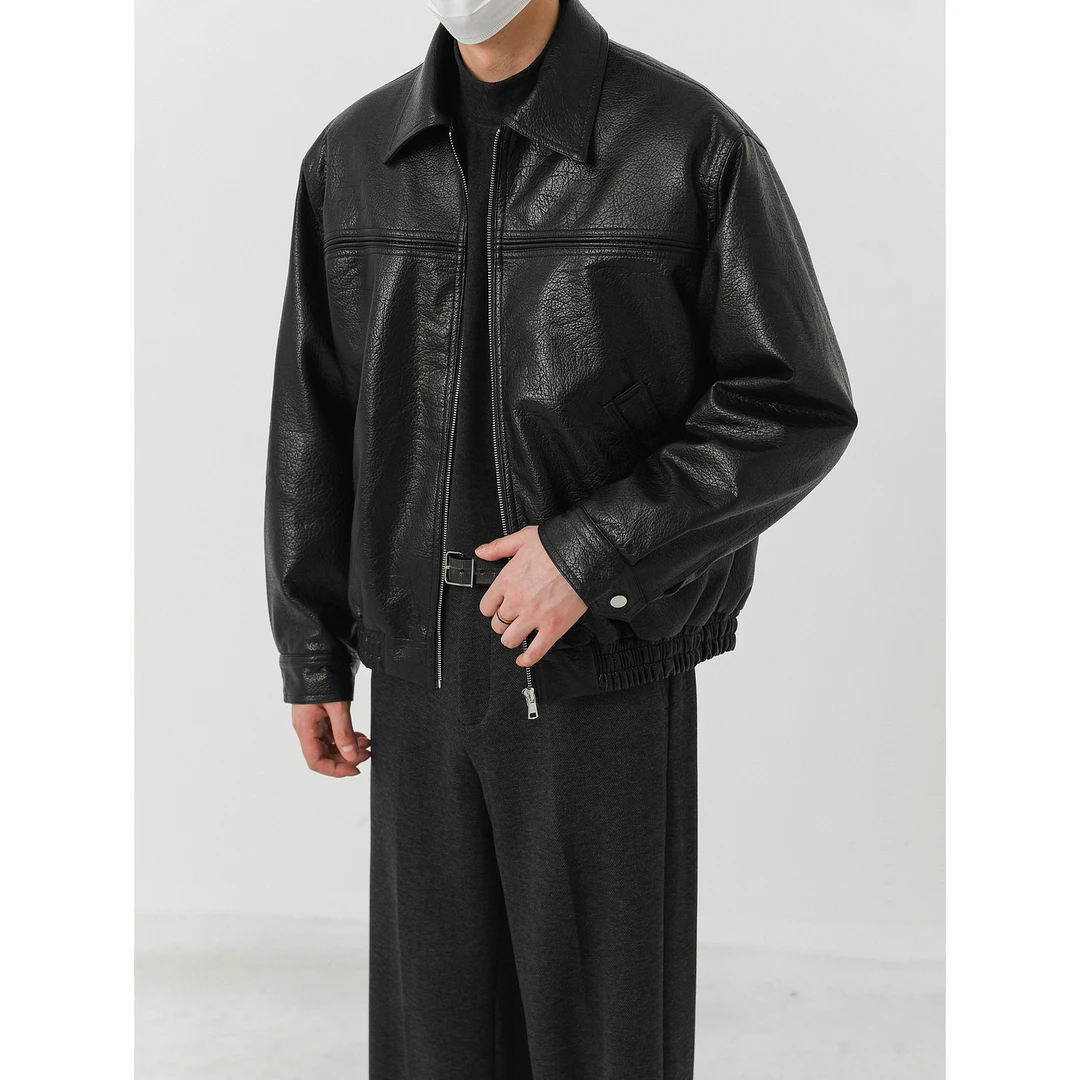 卓卓秋冬季加棉保暖复古机车PU皮夹克 男潮牌INS痞帅短款皮衣外套