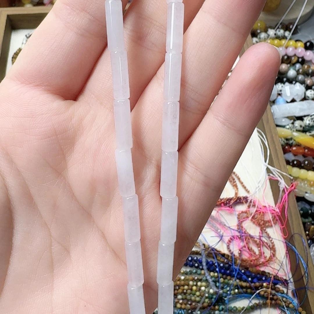玛瑙/玉髓未镶嵌珠宝半成品白水晶卡4圆管一条
