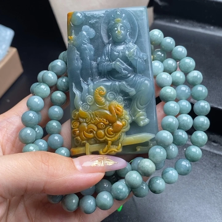 火***头未镶嵌定制翡翠文殊
