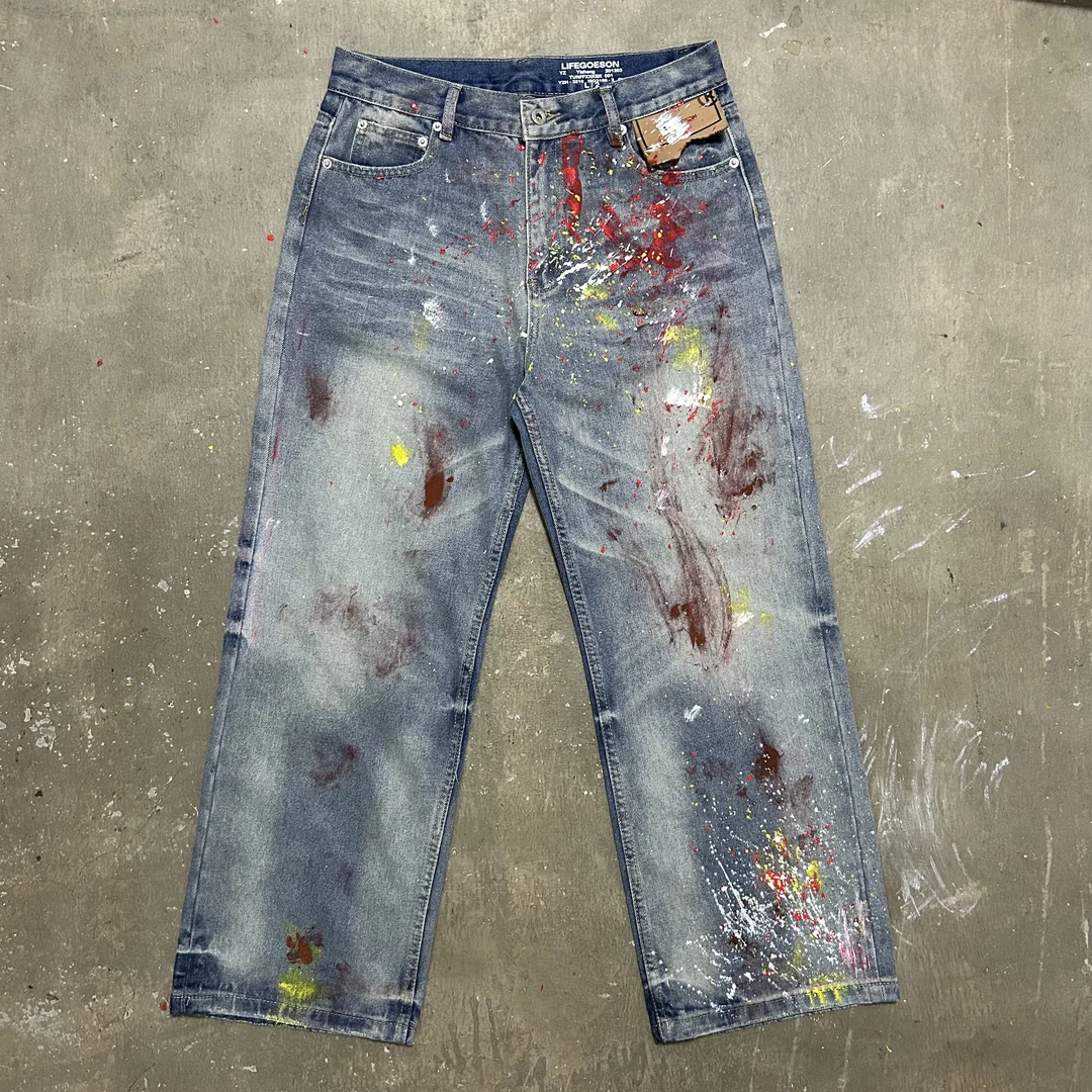 LIFEGOESON25AW - Blue Wash Painter Jeans 手工做脏 油漆工