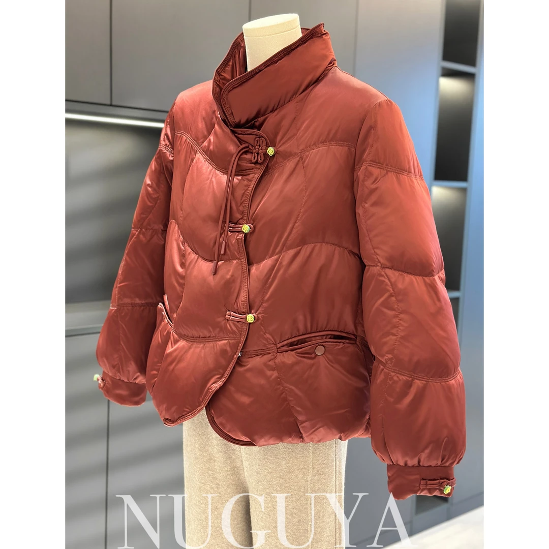 新中式国风妈妈装羽绒服外套女冬季新款上衣时尚中老年白鸭绒棉袄