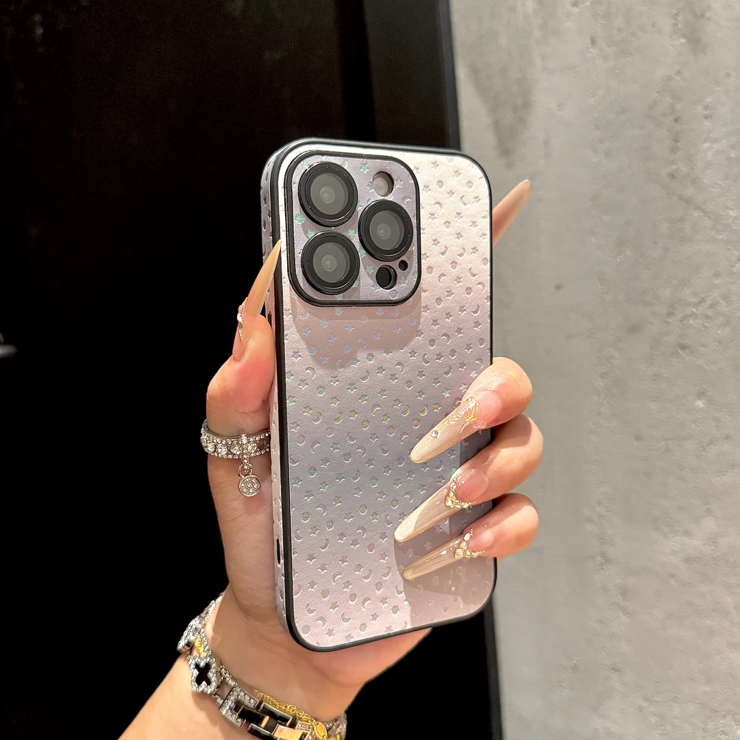 全包边渐变镭射星星适用多款苹果手机的时尚防摔手机壳女款手机套