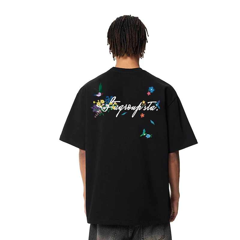 STA.官方夏季短袖T恤男女花卉潮牌宽松重磅纯棉美式高街情侣潮流