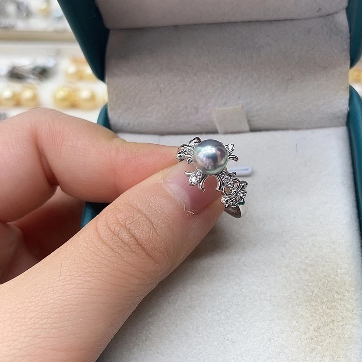 海水珍珠戒指银S925镶嵌