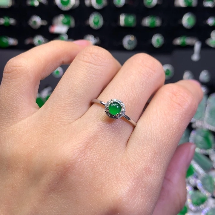 【闪购商品】翡翠戒指银S925镶嵌天然翡翠