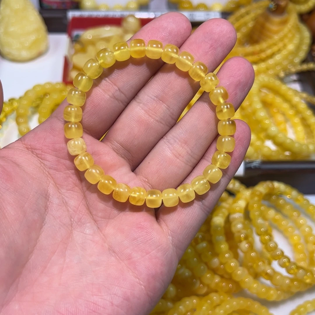 蜜蜡未镶嵌裸石手串 7.5mm
