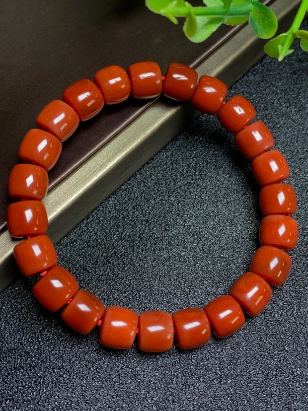 瓦西料8m+锦红/柿子红直切满色满肉手串