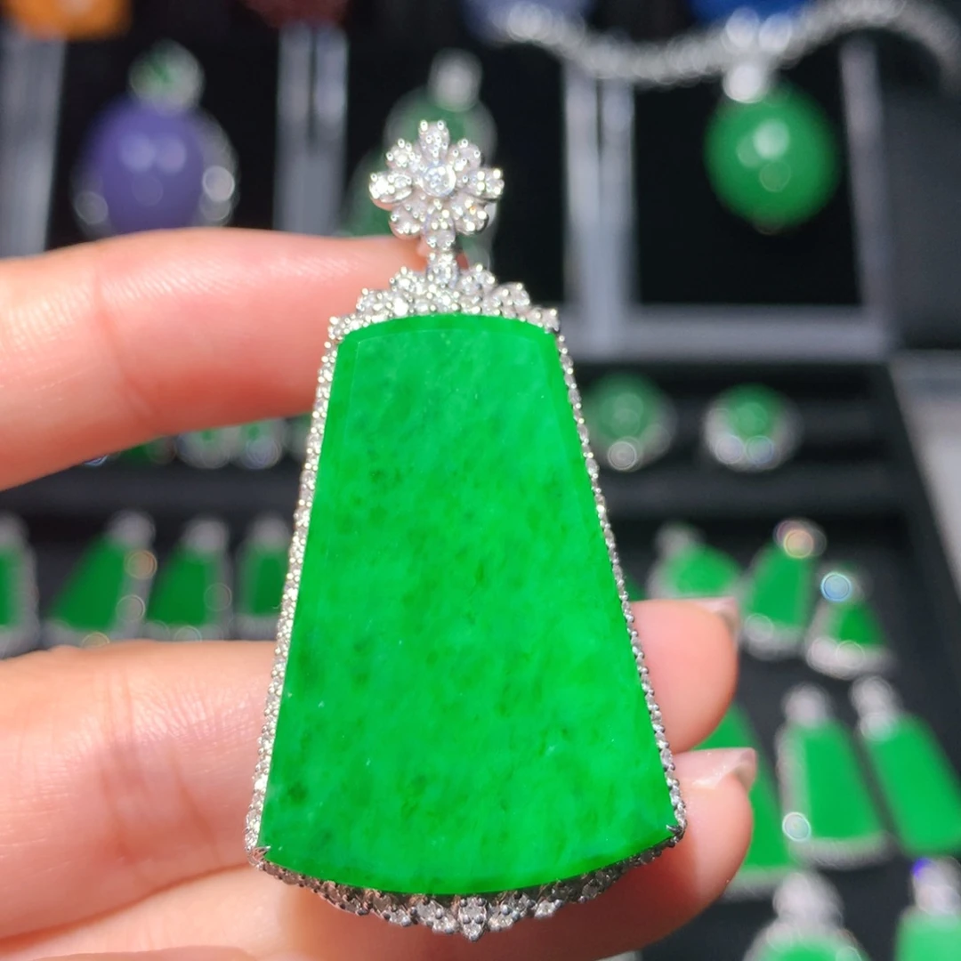 翡翠18K金镶嵌吊坠(不含链)翡翠