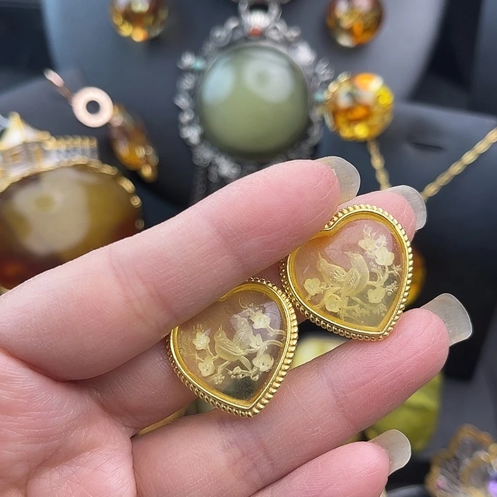 琥珀银S925镶嵌裸石