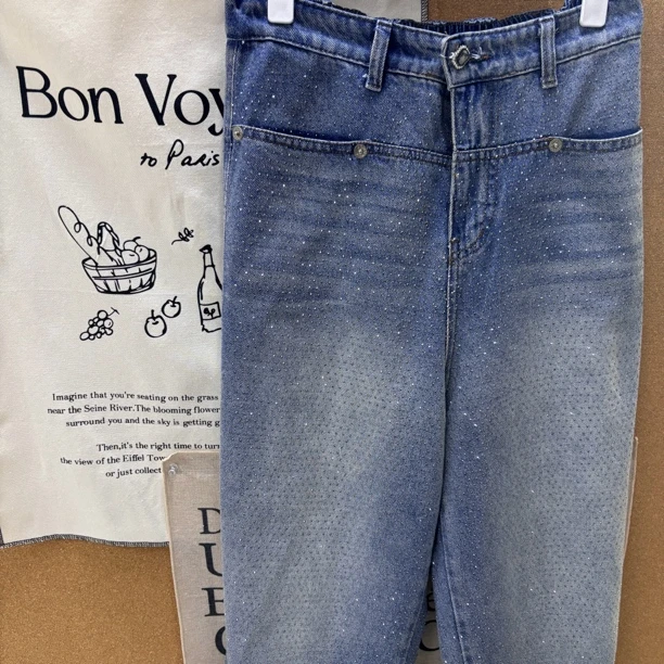 潼欣服饰店/烫钻牛仔拖地裤