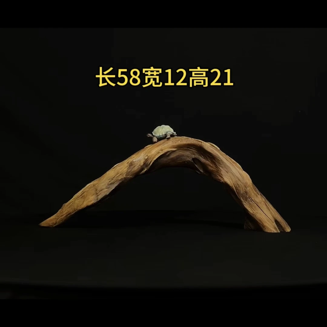 张大狼造景沉木长58cm圆润拱桥 乌龟鱼缸造景 黑黄檀木秒沉