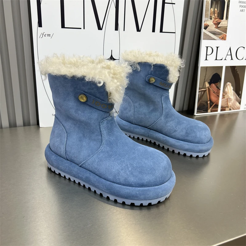 女靴棉鞋筒靴厚底骑士厚底长筒雪地靴靴子时尚雪地靴女休闲鞋