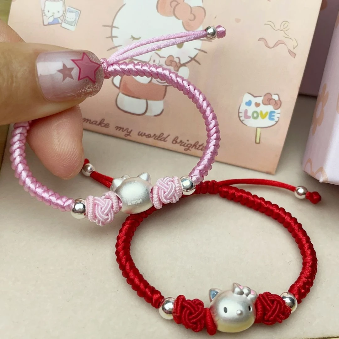 足银手链 儿童手链纯银999helloKitty女学生小朋友手绳送人礼物