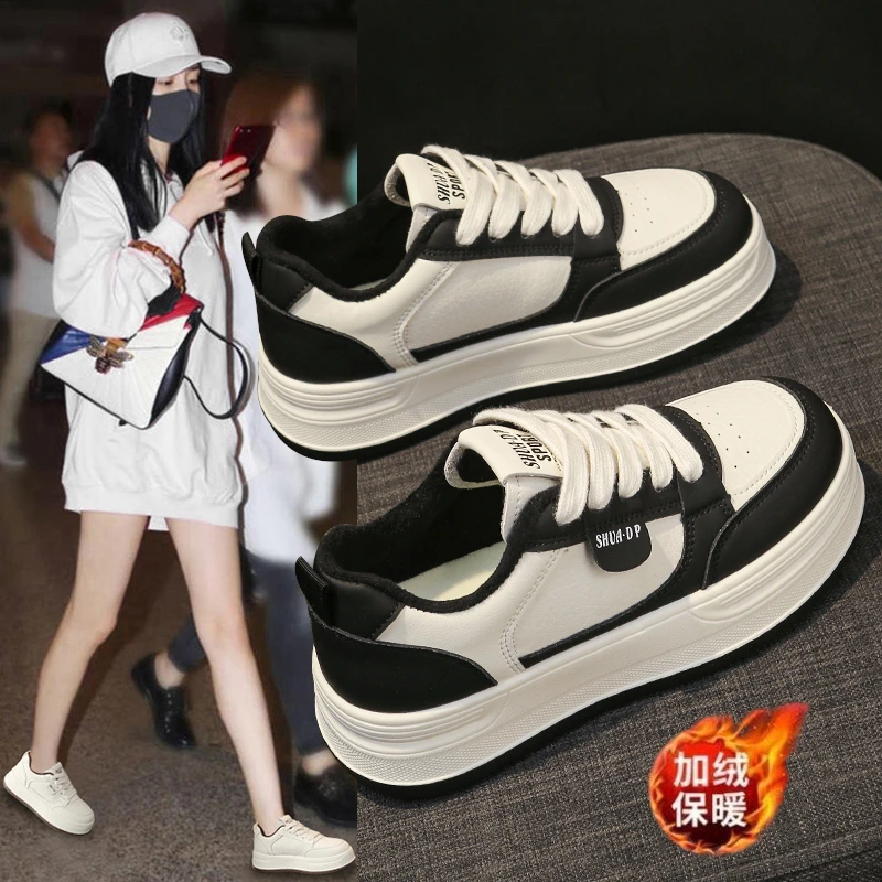 新款秋冬季女鞋2025年小白鞋韩版时尚休闲鞋韩版厚底加绒女鞋板鞋