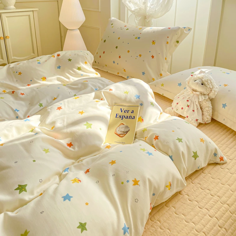 繁星点点 双层纱针织棉四件套床盖款床上家用品被套床单四季通用