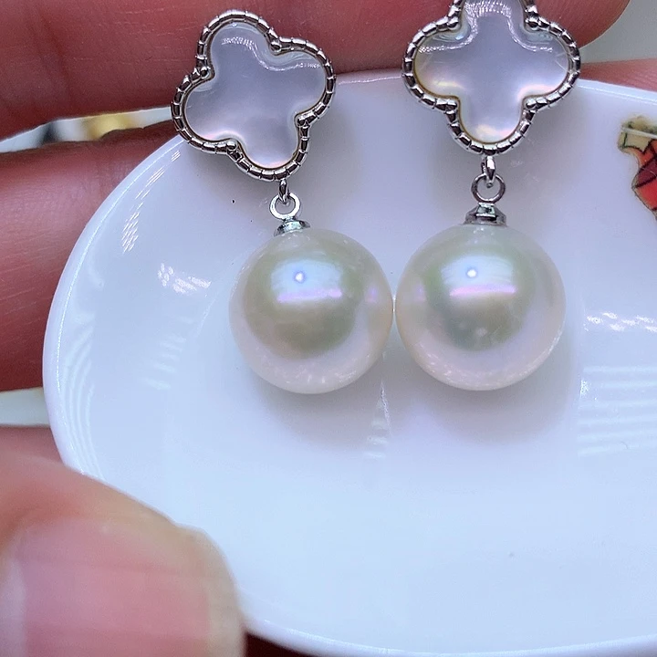 银S925镶嵌耳饰淡水珍珠