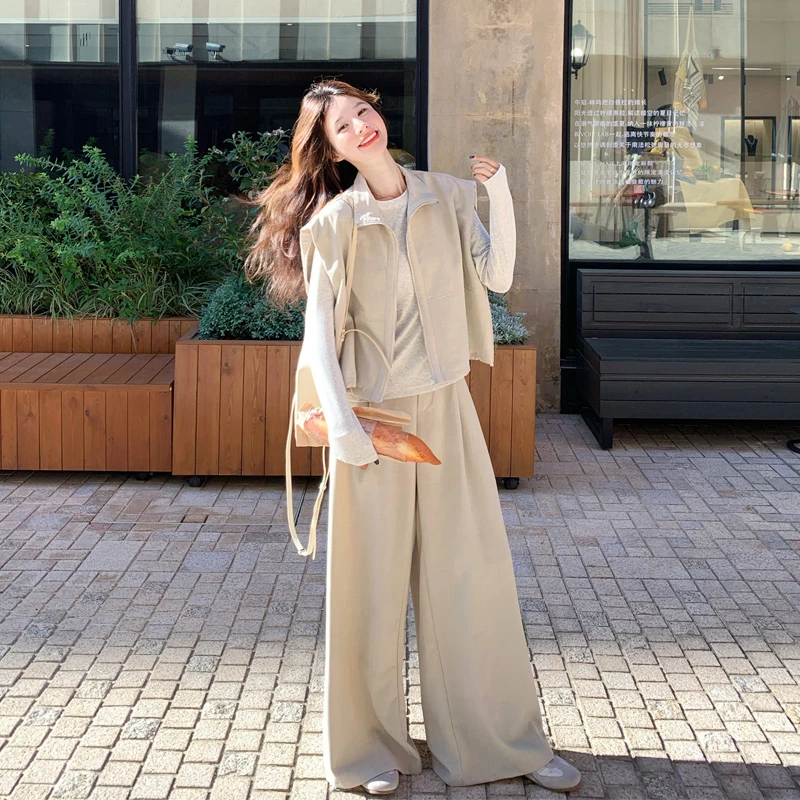 休闲韩系慵懒风套装裤2025春秋新款小众ins风显瘦松弛感两件套潮