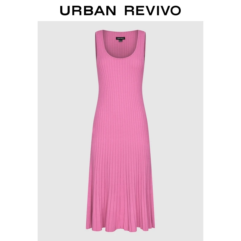 UR2025夏季新款女装多巴胺坑条肌理无袖针织连衣裙UIS950029
