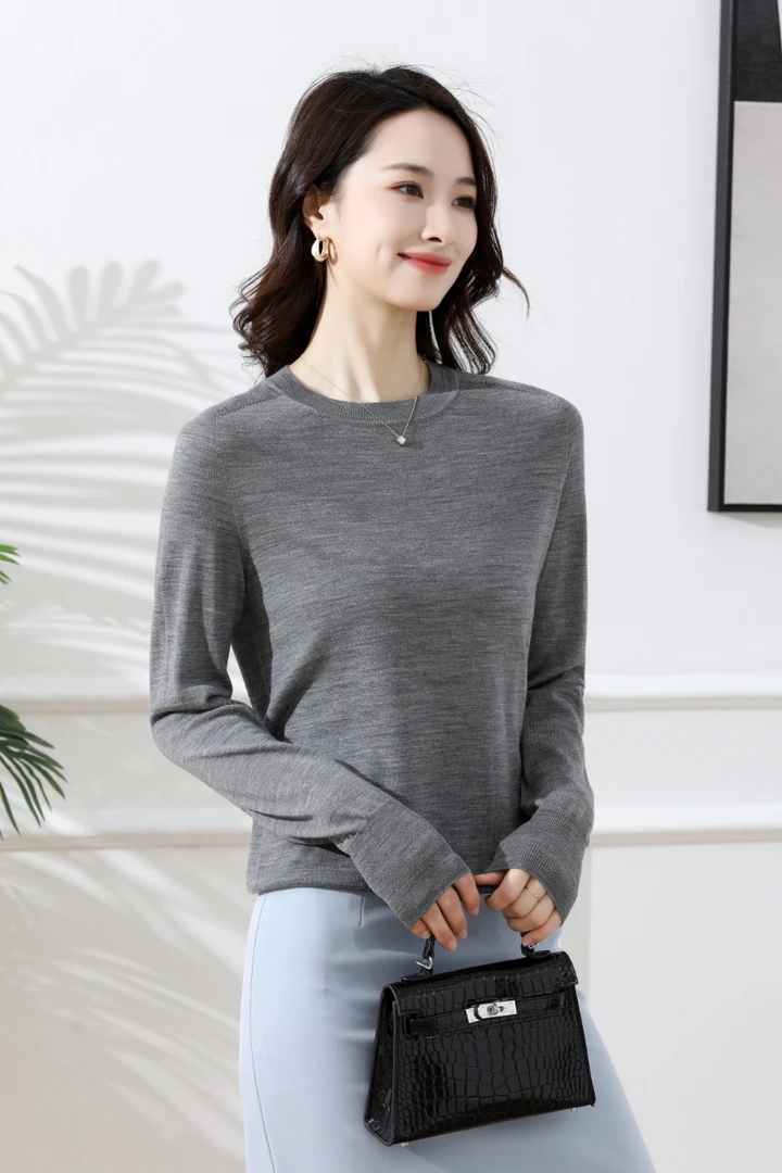 一线成衣~精仿羊毛圆领不起球100%美丽奴羊毛打底衫宽松毛衣