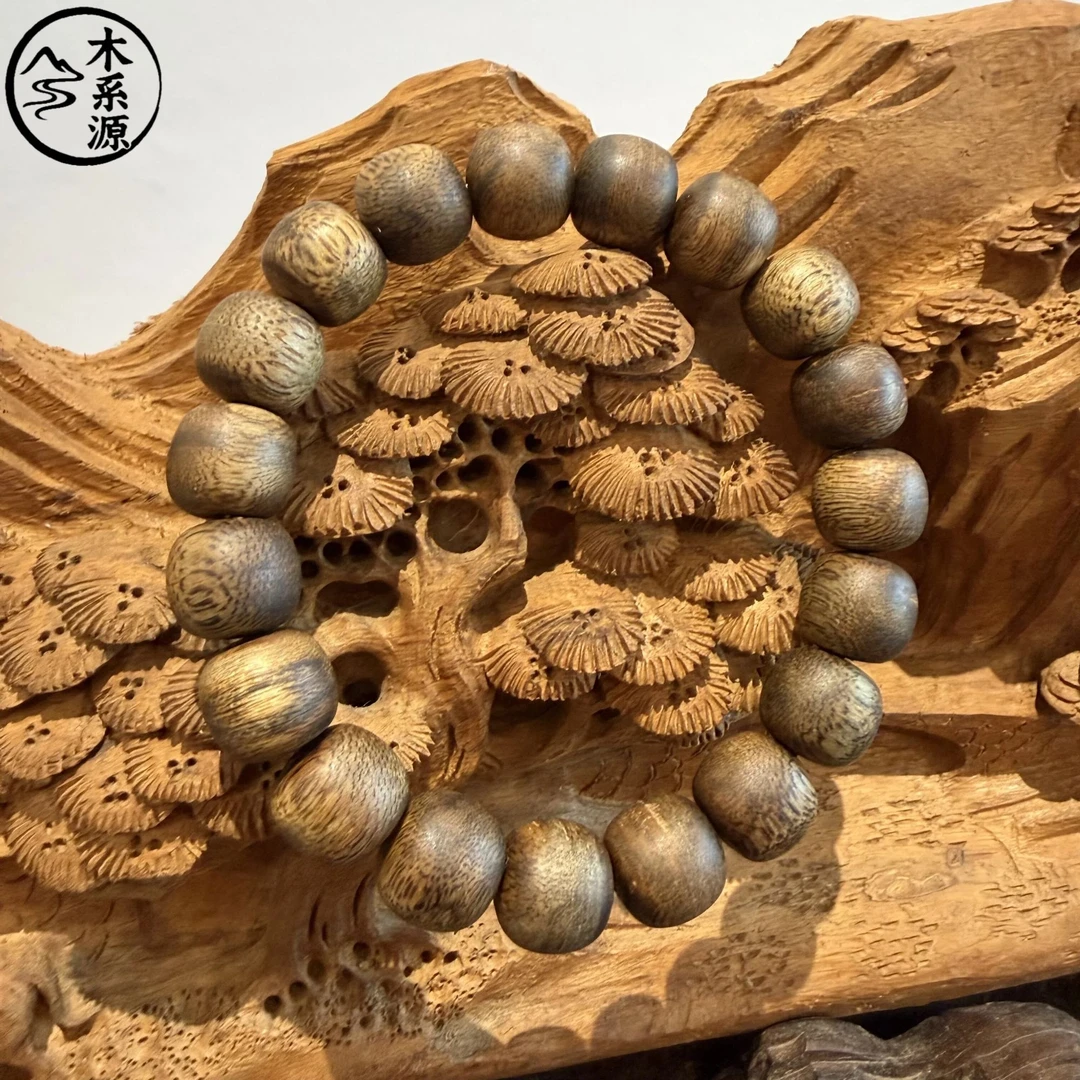 木系源 沉香【双十二福利】海南尖峰岭乌身圆叶12mm苹果珠单圈手串