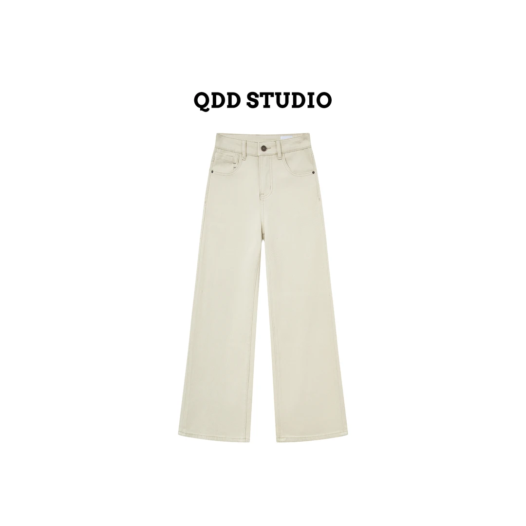 2025秋季 轻熟子秋冬季 象牙米色 显瘦窄版直筒牛仔裤5510