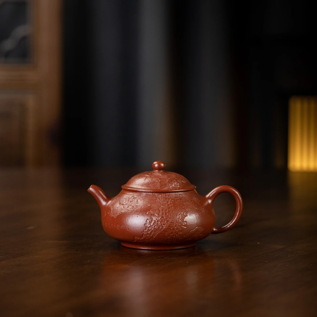 矮潘（刻松）孙秋秋制 全手工 大红袍 170cc 家用紫砂壶