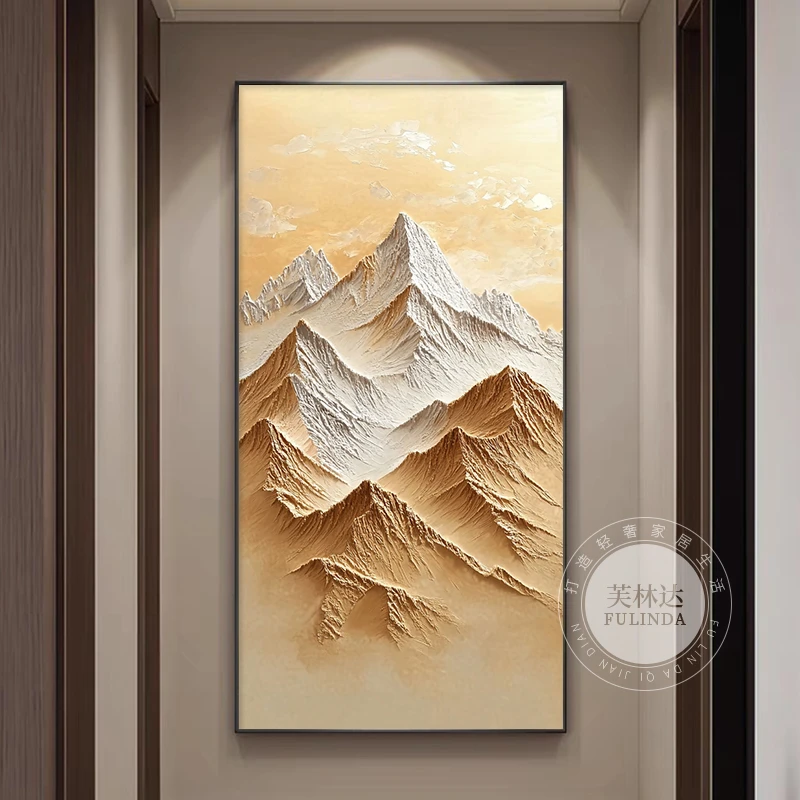 芙林达现代轻奢入户玄关装饰画走廊过道挂画高档大气日照金山壁画