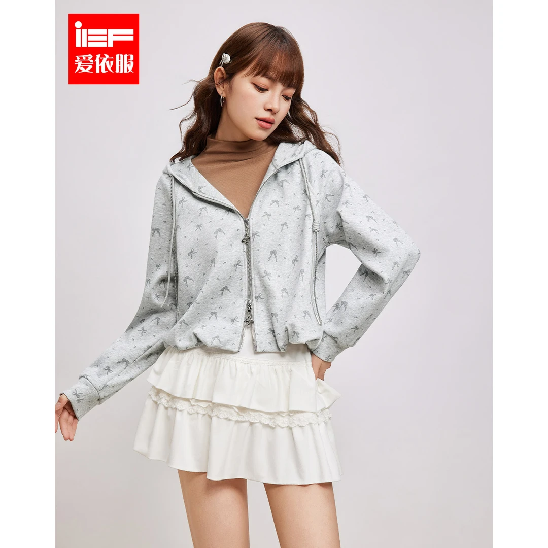 商场同款新品IEF/爱依服2025秋季新款运动风连帽卫衣外套欧若风