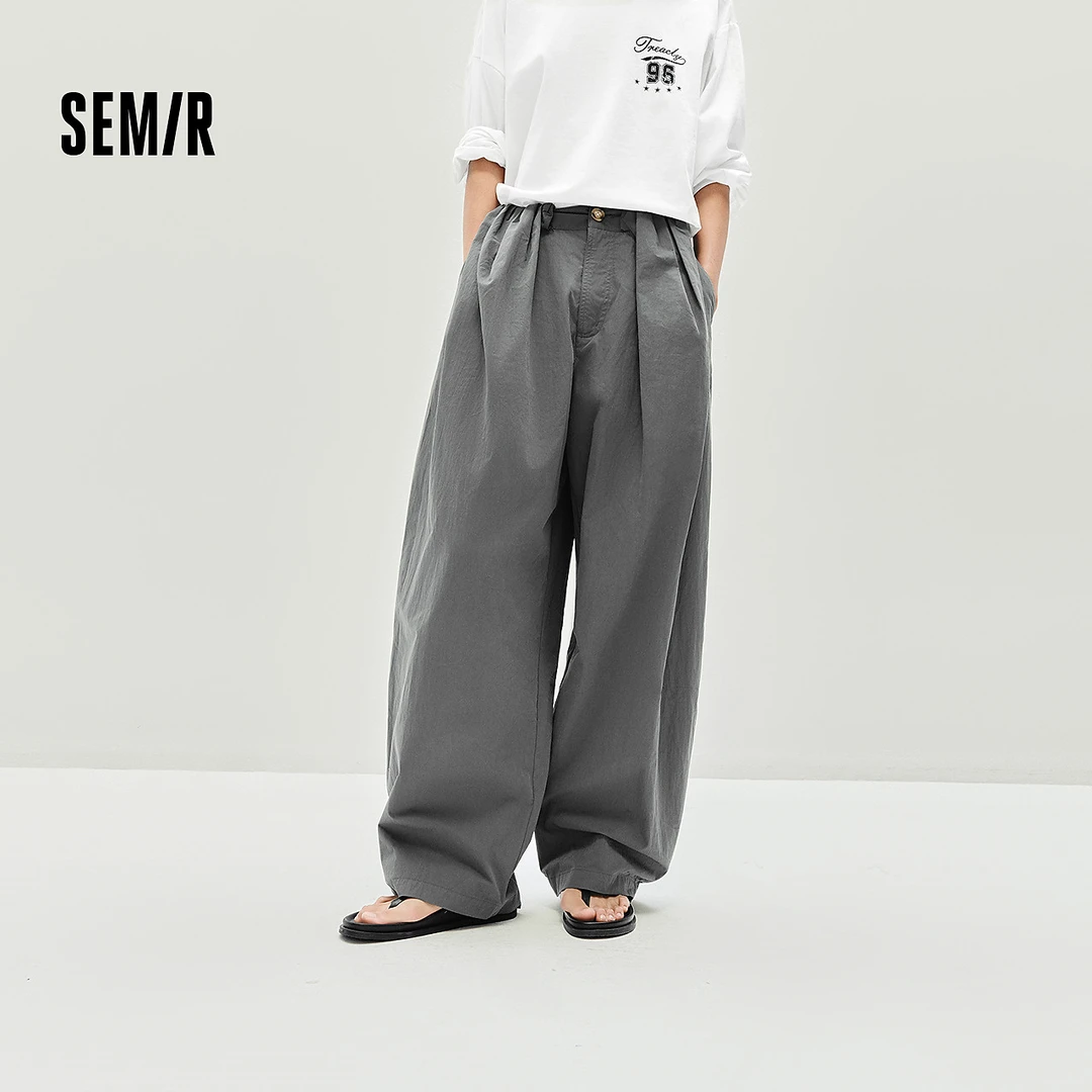 森马休闲裤女设计感显瘦慵懒2025秋季新款肌理宽松弧形长裤松弛感