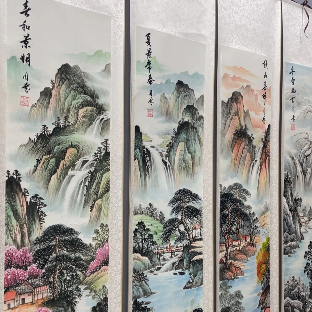 国画手绘带装裱和运险w