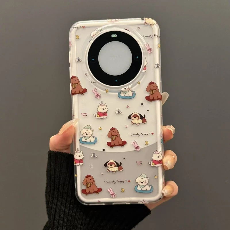 满屏可爱滑板礼帽小狗适用华为mate60pro新款mate70二合一手机壳