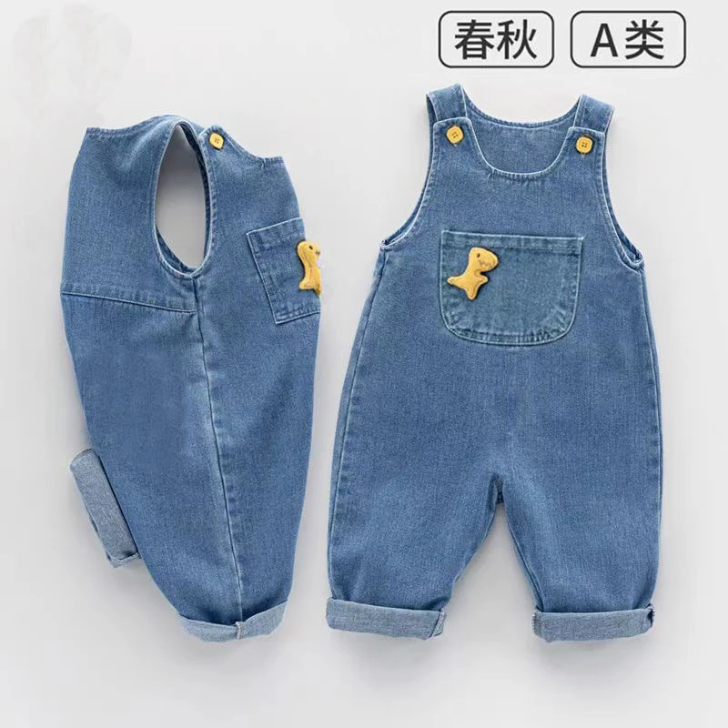婴儿牛仔儿童背带裤春秋一岁男童牛仔裤小童女童长裤宝宝连体裤子