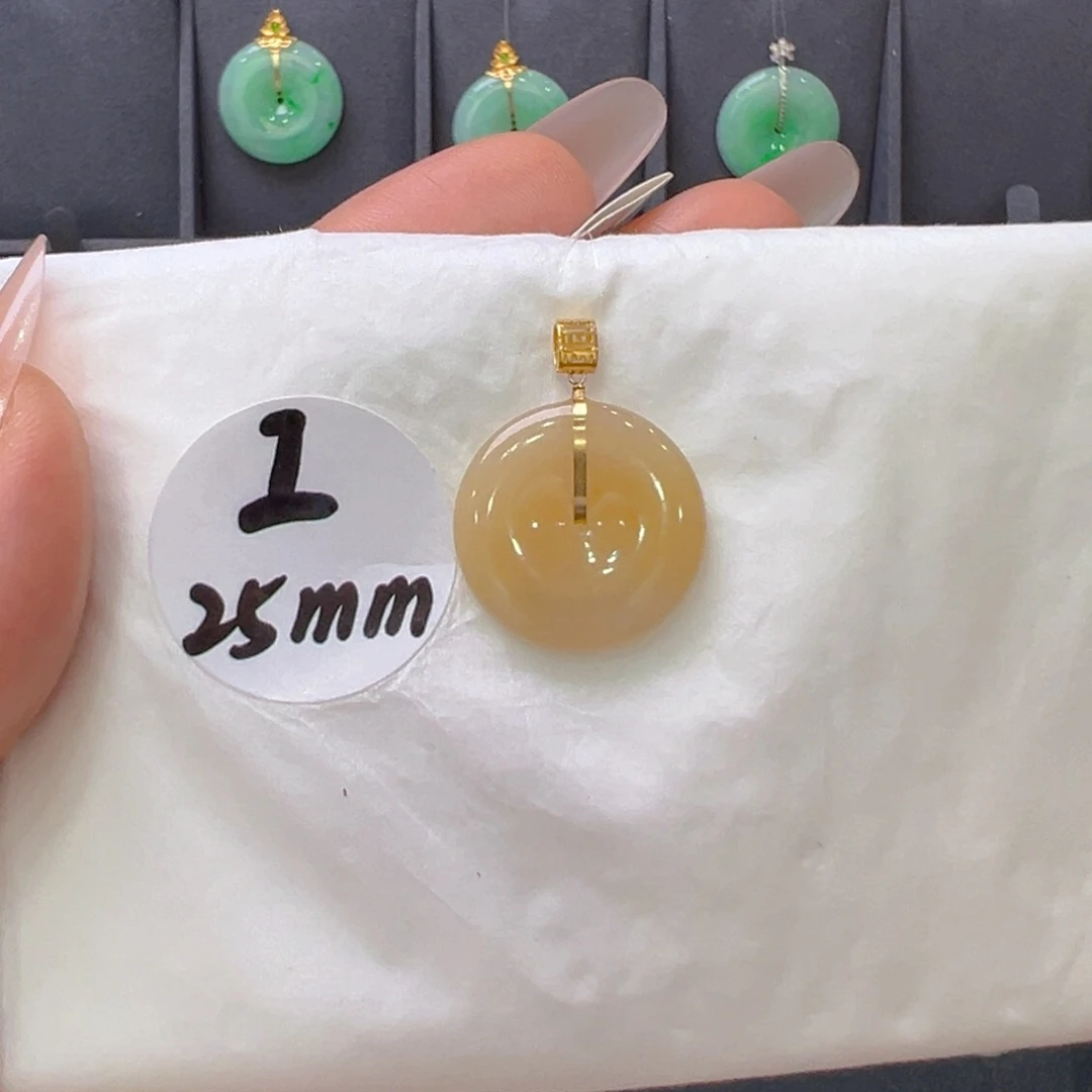 吊坠(不含链)18K金镶嵌翡翠