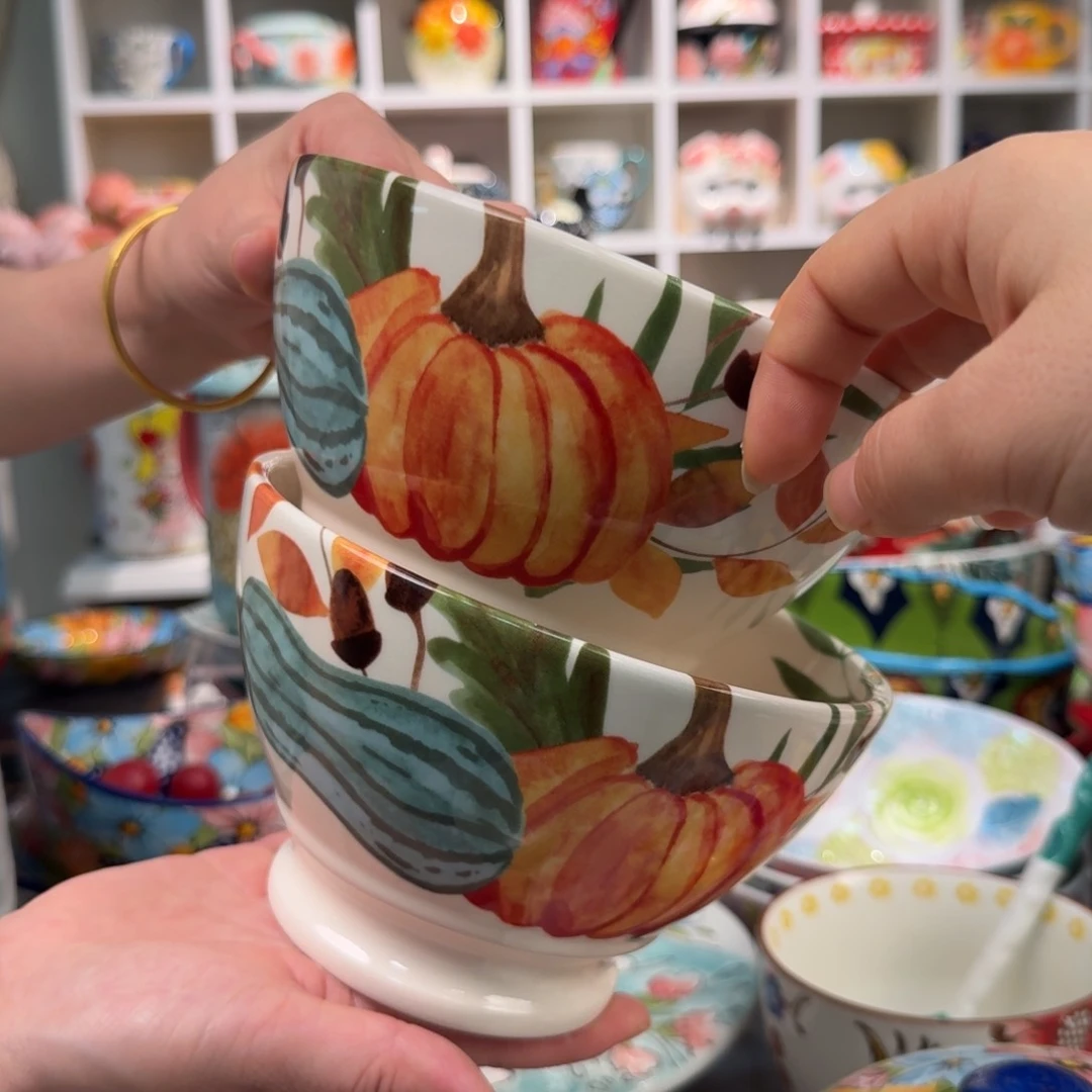 陶瓷6英寸南瓜面碗2只