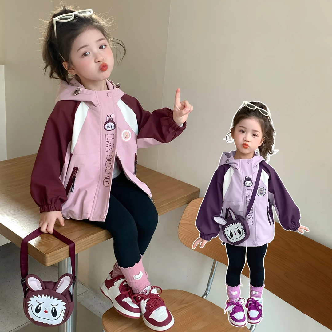 女童三合一冲锋衣可拆卸卡通儿童防风外套上衣宝宝秋冬装2025新款