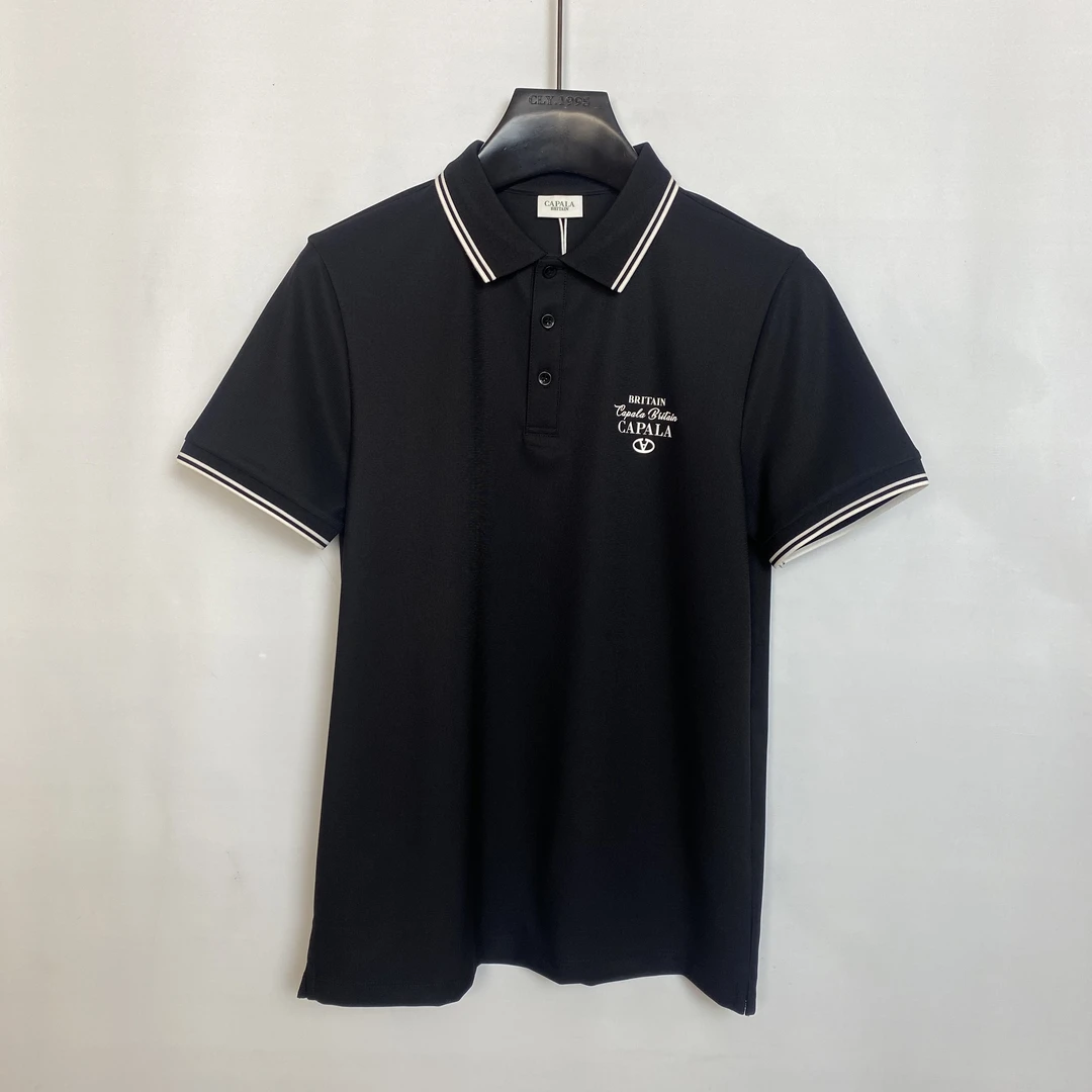 CAPALA/卡铂拉  休闲时尚经典百搭黑色翻领T恤 KB2521FT008