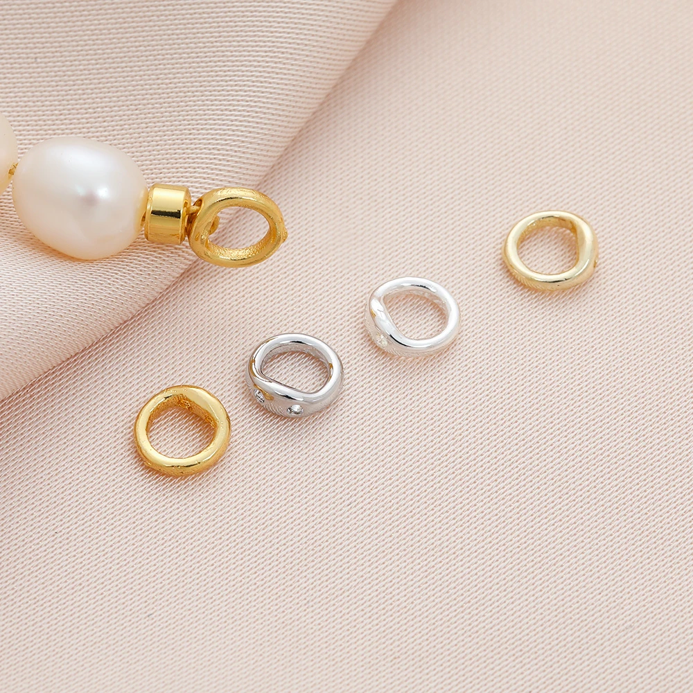 高保色铜镀18K双孔藏线圈猪鼻圈扣diy串珠手链项链收尾闭口圈扣