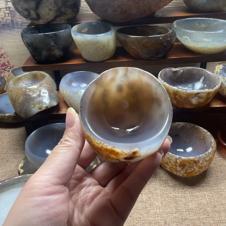 芦***天天然玛瑙原石碗原色